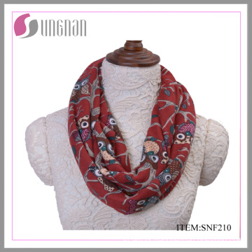 Winter Fashion Flannel Multicolor Owls Printing Scarf (SNF210)